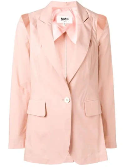 Mm6 Maison Margiela Cotton-blend Cold-shoulder Blazer In Pink