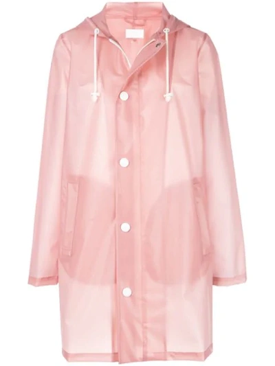 Mother Hooded Snap-front Raincoat In Pink