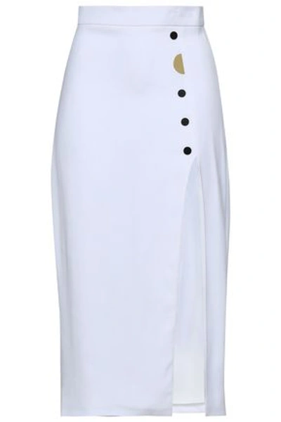 Cushnie Et Ochs Cushnie Woman Dahlia Button-embellished Stretch-cady Pencil Skirt White