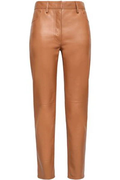 Roberto Cavalli Woman Leather Straight-leg Pants Camel