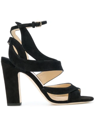 Jimmy Choo Falcon 100 Suede Heeled Sandals In Black