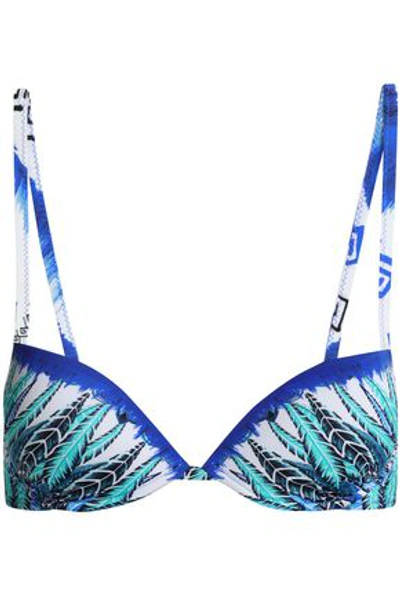 Roberto Cavalli Woman Printed Bikini Top Blue