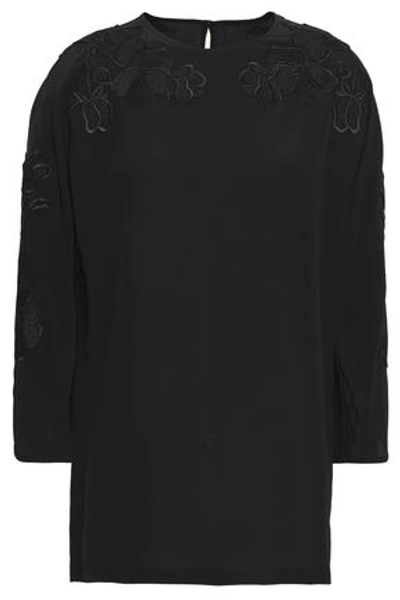 Dolce & Gabbana Appliquéd Silk Crepe De Chine Top In Black