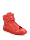 Maison Margiela Future Leather High-top Sneaker In Lipstick Red