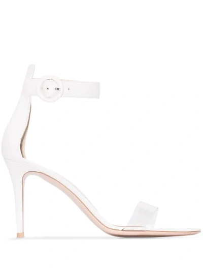 Gianvito Rossi Portofino 85 Pvc-trimmed Leather Sandals In White