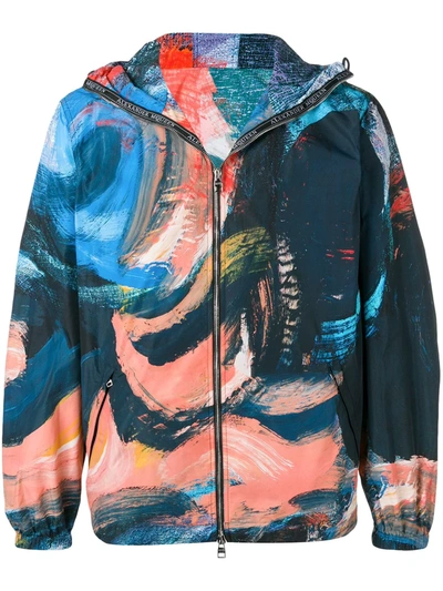 Alexander Mcqueen Painters Canvas Shell Hooded Jacket In Multicolor