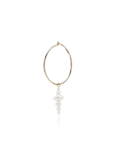 Sophie Bille Brahe Fellini 14k Gold And Pearl Single Hoop Earring