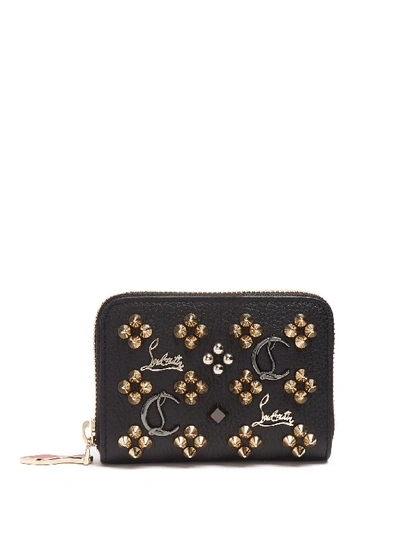 Christian Louboutin Panettone Studded Leather Coin Wallet In Black Multi