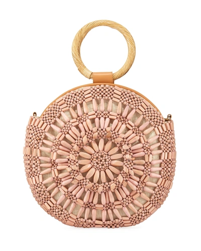 Aranaz Shell Sunburst Round Top-handle Bag, Pink