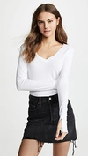 Lna Essential Cotton Long Sleeve Tee In White