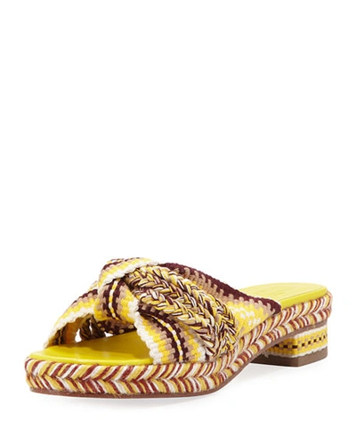Antolina Bella Braided Slide Sandals In Yellow Pattern