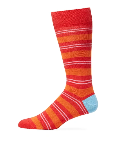 Paul Smith Men's Bicolor Stripe Socks In Red