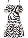 Msgm Zebra-print Sleeveless Ruffle Dress In White