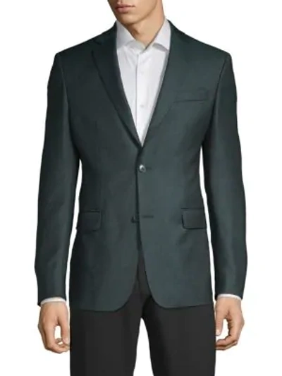 Versace Jacquard Wool Sportcoat In Deep Green