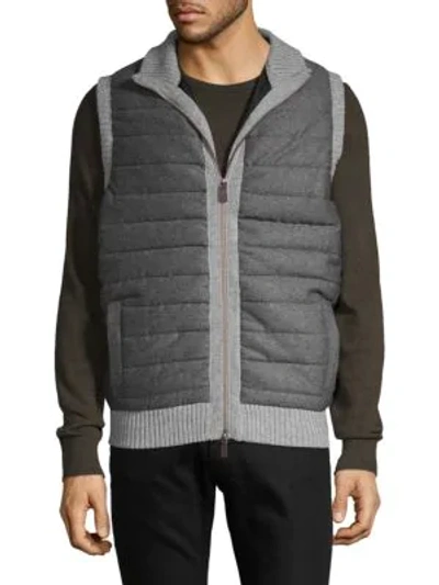 Amicale Wool Cashmere Quilted Vest In Medium Grey
