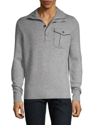 Amicale Merino Wool Cashmere Quarter-zip Sweater In Medium Grey