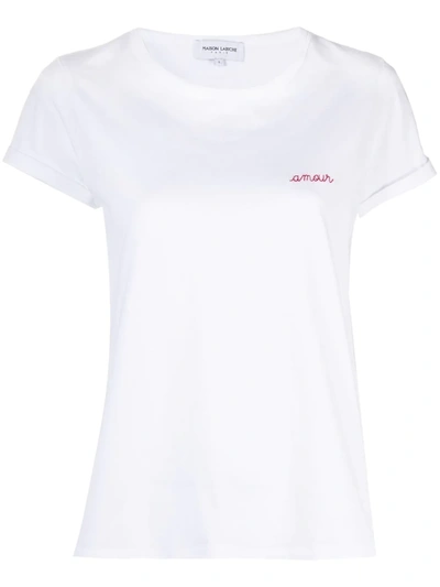 Maison Labiche Cheers-embroidered Organic Cotton T-shirt In White