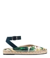 Stuart Weitzman Toga Ankle Wrap Espadrille In Green Woven Fabric
