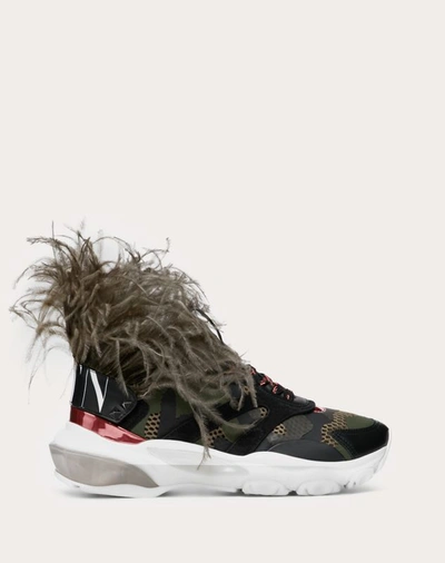 Valentino Garavani Bounce Low-top Sneaker With Feathers In Multicolored