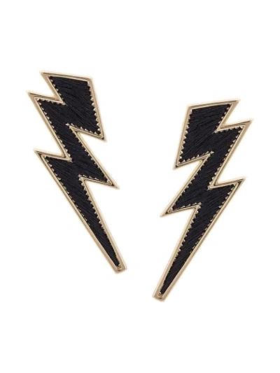 Mignonne Gavigan Lightning Bolt Thread Earrings In Black/gold