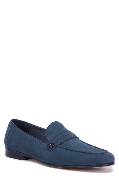 Robert Graham Norris Button Loafer In Blue Leather