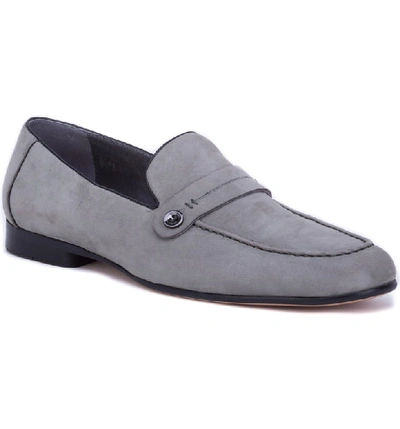 Robert Graham Norris Button Loafer In Grey Leather