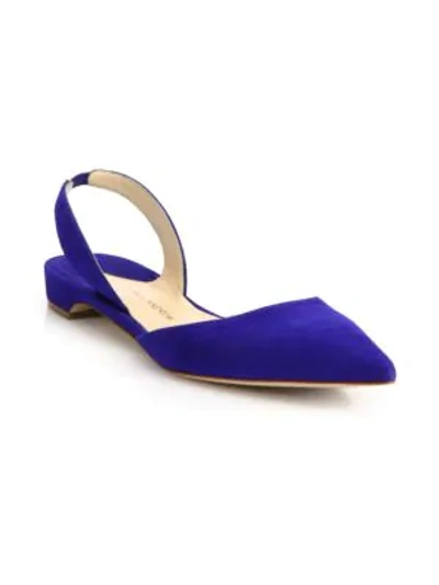 Paul Andrew Rhea Suede Slingback Flats In Indigo