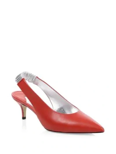 Paul Andrew Carpanthian Leather Slingback Pumps In Red