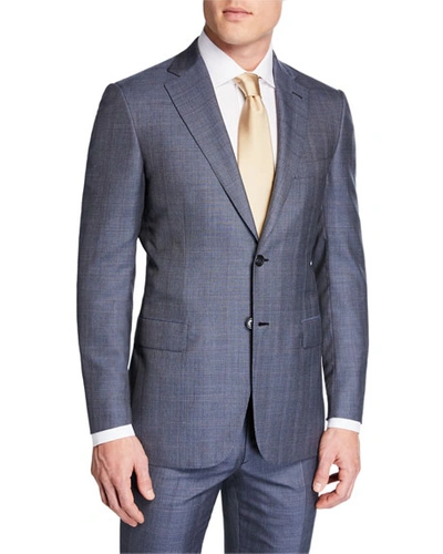 Brioni Men's Plaid Wool-silk Two-piece Suit In Blue