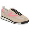 Tretorn Rawlins Suede Lace-up Sneakers In Cream/ Stone/ Neon Pink