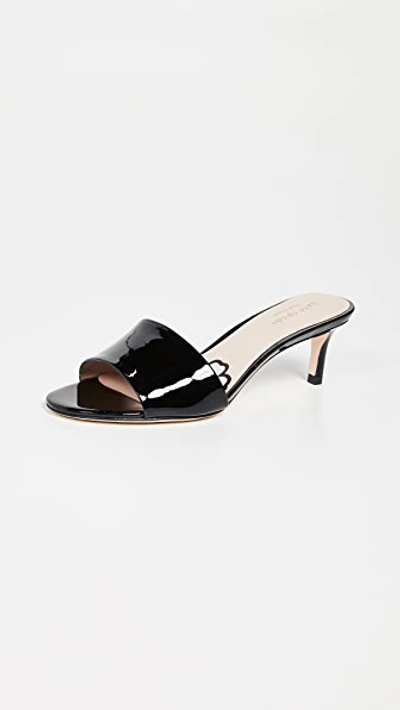 Kate Spade Savvi Kitten Heel Slide Sandals In Black