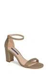 Stuart Weitzman Women's Nearly Nude Block Heel Sandals In Platinum Noir