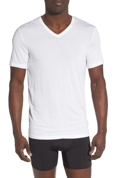 Calvin Klein Ultrasoft Stretch Modal V-neck T-shirt In White