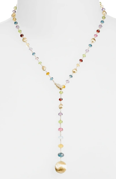 Marco Bicego 18k Yellow Gold Africa Gemstone Beaded Lariat Necklace, 18 In Multi/gold