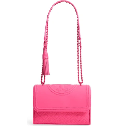 Tory Burch Fleming Small Convertible Shoulder Bag Crossbody Bright Azalea  Pink