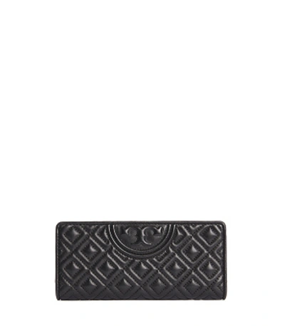 Tory Burch Fleming Slim Quilted Leather Wallet In Black
