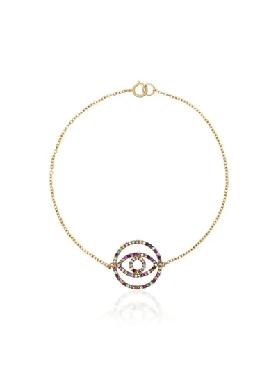 Ileana Makri 18kt Yellow Gold Rainbow Sapphire Circle Eye Bracelet In Multicoloured