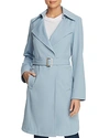 Vince Camuto Belted Crepe Trench Coat In Dusty Blue