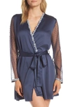 Flora Nikrooz Showstopper Charmeuse Cover-up Robe In Navy