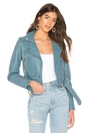 Lth Jkt Mya Cropped Biker Jacket In Savanna Blue