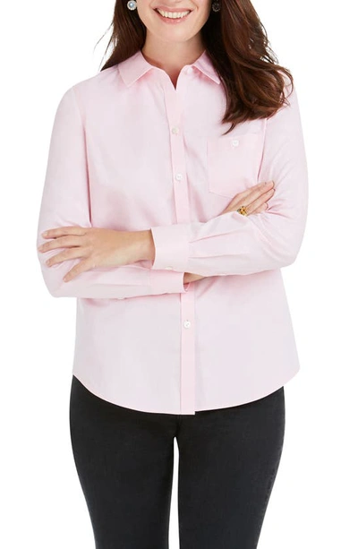 Foxcroft The Hampton Button Down Shirt In Chambray Pink
