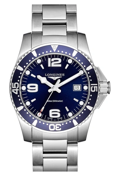 Longines Conquest 41mm Stainless Steel Bracelet Watch In Blue
