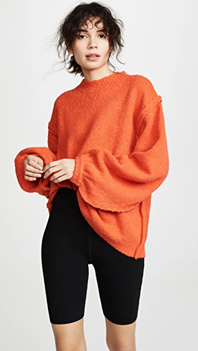 Acne Studios Exposed-seam Knitted Sweater In Coral Red