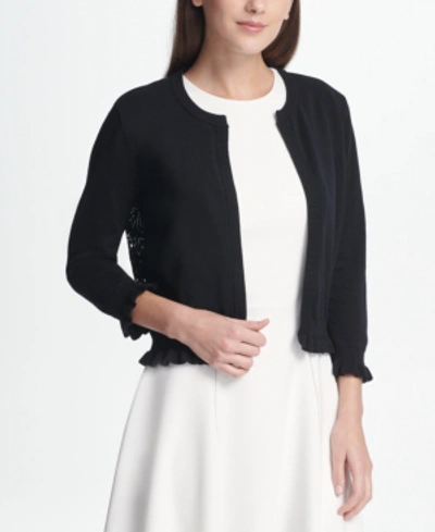 Dkny Open Front Cardigan With Lace Back, Created For Macy's In Ivory
