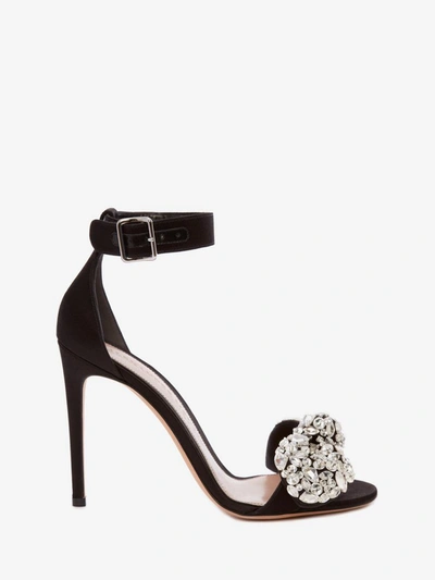 Alexander Mcqueen Bow Embroidered Sandal In Black/multicolor