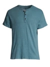 Rag & Bone Cotton Henley In Blue Stone