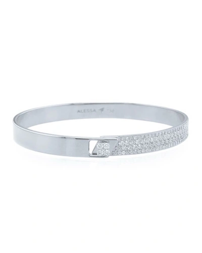 Alessa Jewelry Spectrum 18k White Gold Bangle W/ Diamonds