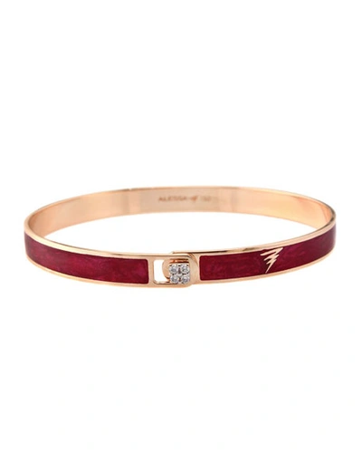 Alessa Jewelry Spectrum 18k Rose Gold Paint & Diamond Bangle, Red