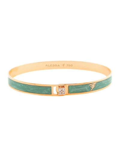 Alessa Jewelry Spectrum 18k Rose Gold Paint & Diamond Bangle, Green