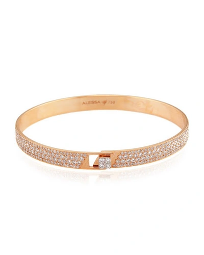 Alessa Jewelry Spectrum 18k Rose Gold Bangle W/ Pave Diamonds